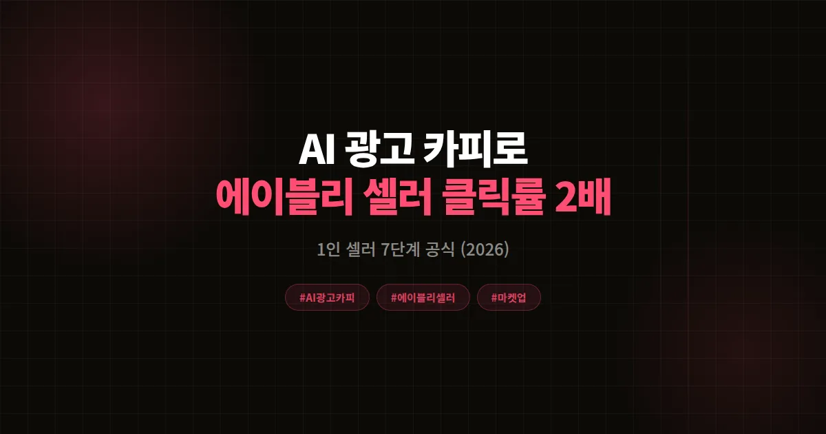 AI 광고 카피 에이블리 셀러 완벽가이드, 1인 마켓 클릭률 2배 만든 7단계 공식