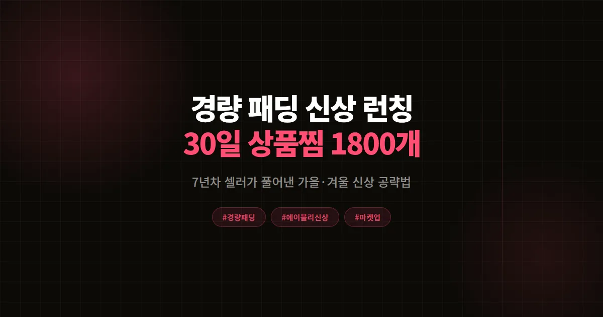 경량 패딩 신상 런칭 완벽가이드, 에이블리 30일 상품찜 1,800개 돌파한 7단계 공식
