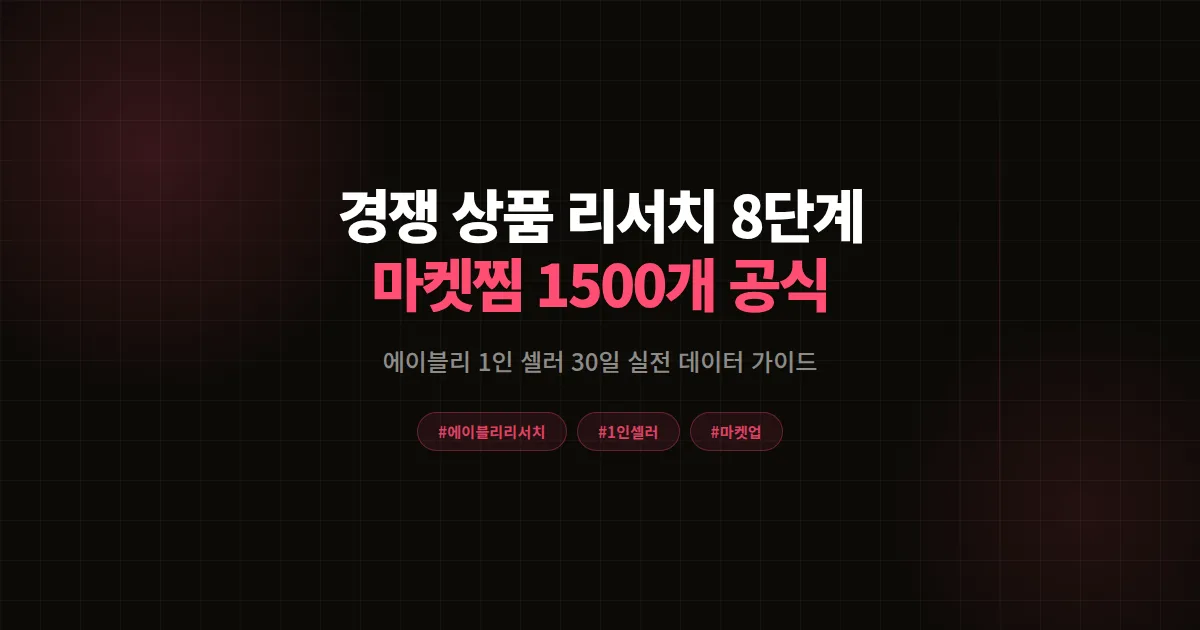 경쟁 상품 리서치 완벽가이드, 에이블리 1인 셀러가 30일 마켓찜 1500개 만든 8단계 공식