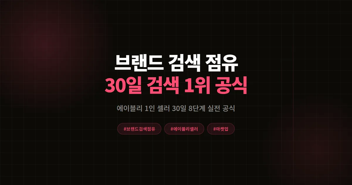 브랜드 검색 점유 완벽가이드, 에이블리 1인 셀러가 30일 검색 1위 만든 8단계 공식