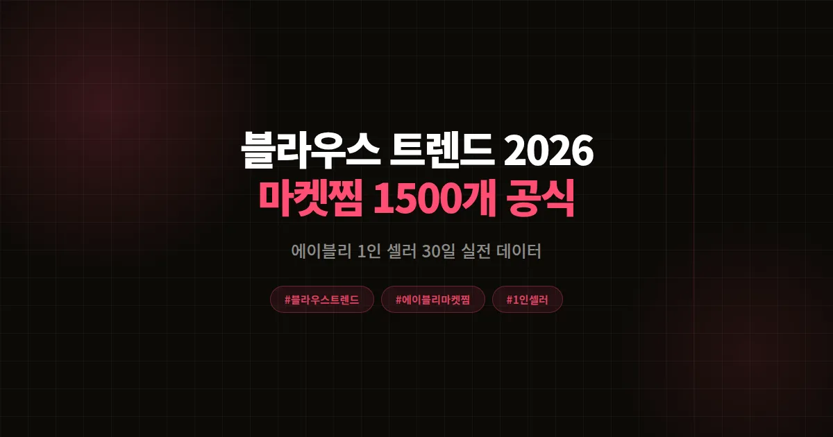 블라우스 트렌드 2026 완벽분석, 에이블리 셀러가 30일 마켓찜 1,500개 만든 8단계