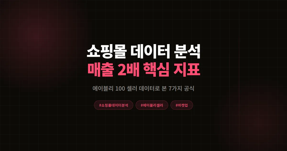 쇼핑몰 데이터 분석 완벽가이드 2026, 에이블리 100 셀러 데이터로 본 매출 2배 핵심 지표
