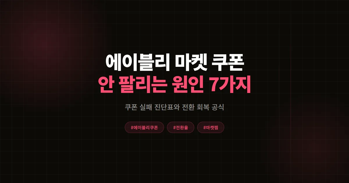 에이블리 마켓 쿠폰 발행해도 매출 안 늘 때, 쿠폰 실패 원인 7가지 진단과 전환 살린 해결 공식