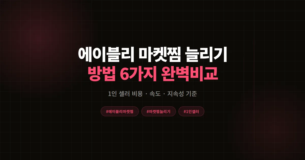 에이블리 마켓찜 늘리기 방법 6가지 완벽비교 2026, 1인 셀러 비용과 속도로 본 선택 기준