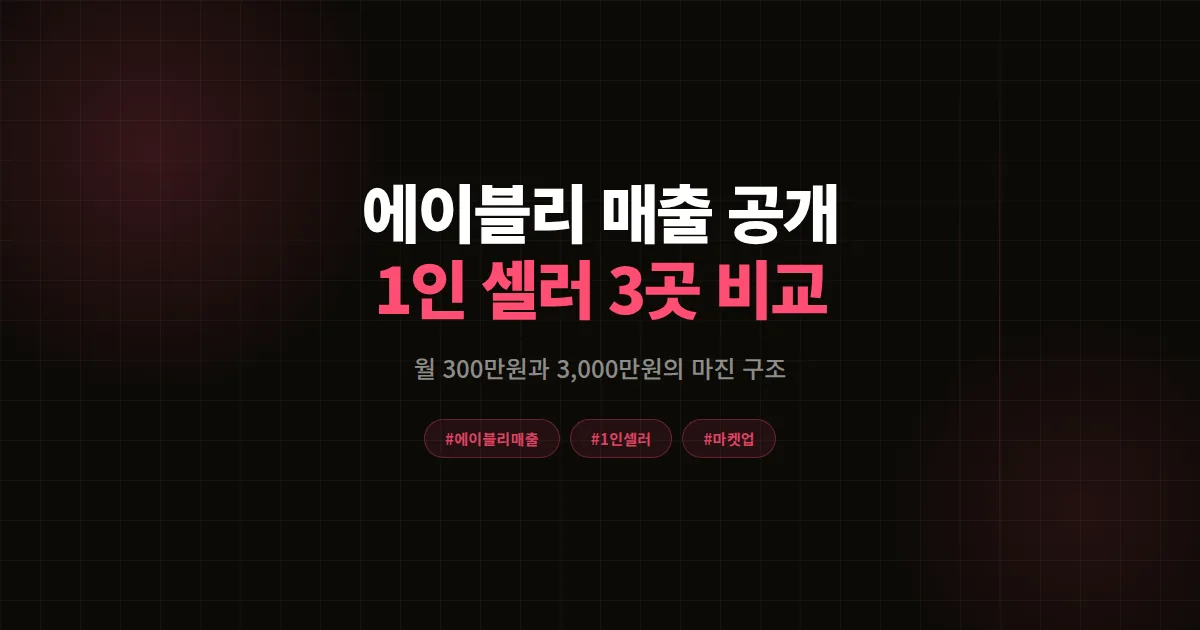에이블리 매출 공개 1인 셀러 3곳 완벽비교, 월 300만원과 3000만원의 마진 구조 차이