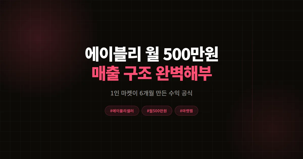 에이블리 셀러 월 500만원 매출 구조 완벽해부, 1인 마켓이 6개월 만든 수익 공식