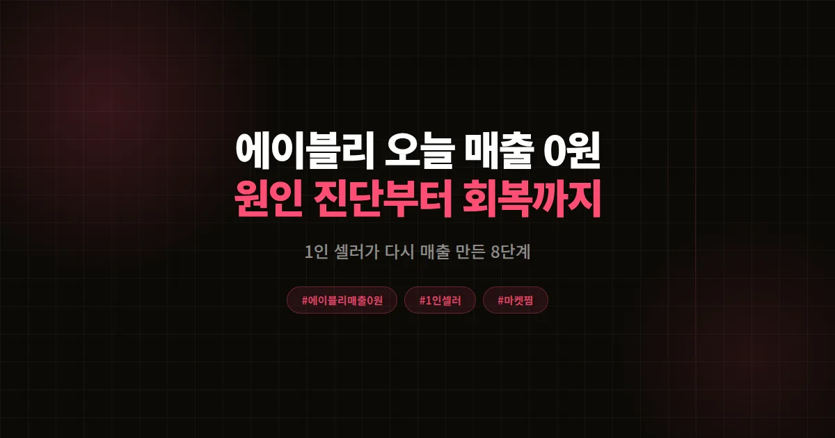 에이블리 오늘 매출 0원 원인 진단부터 회복까지, 1인 셀러가 다시 매출 만든 8단계 공식