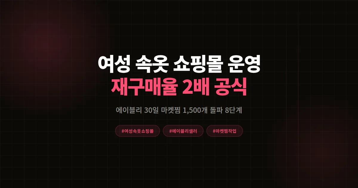 여성 속옷 쇼핑몰 운영 완벽가이드, 에이블리 셀러가 재구매율 2배 만든 8단계 공식