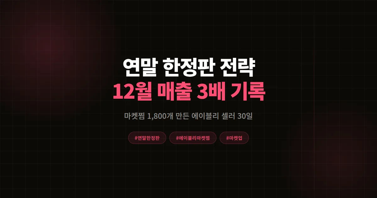 연말 한정판 기획으로 12월 매출 3배 만든 에이블리 셀러, 마켓찜 1,800개 실전 기록