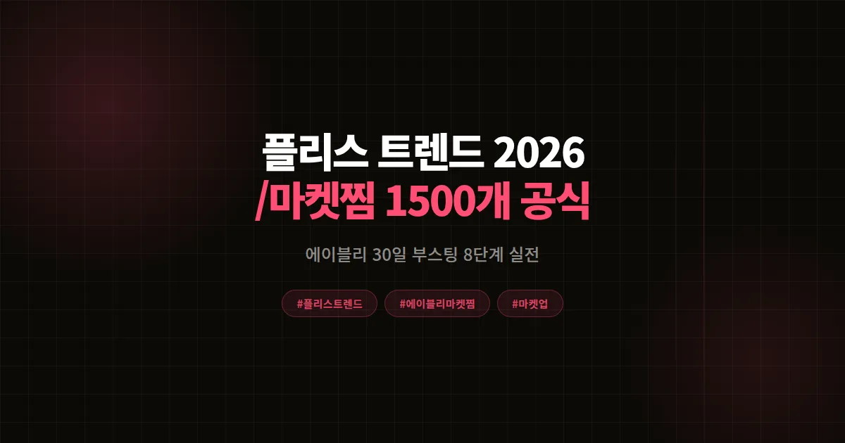 플리스 트렌드 완벽 가이드 2026, 에이블리 셀러 30일 마켓찜 1,500개 8단계
